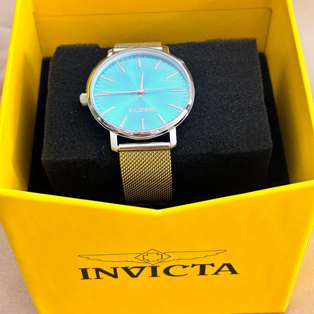 Invicta Ladies Silver Mesh Watch with Blue Dial